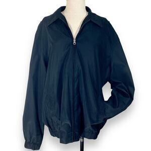 Black plaid lined utility jacket, mens large windbreaker coat by Covington